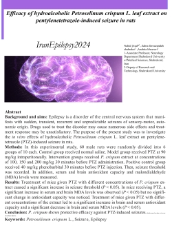  Efficacy of hydroalcoholic Petroselinum crispum L. leaf extract on pentylenetetrazole-induced seizure in rats